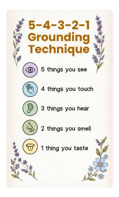 Coping Cards — 5-4-3-2-1 Grounding