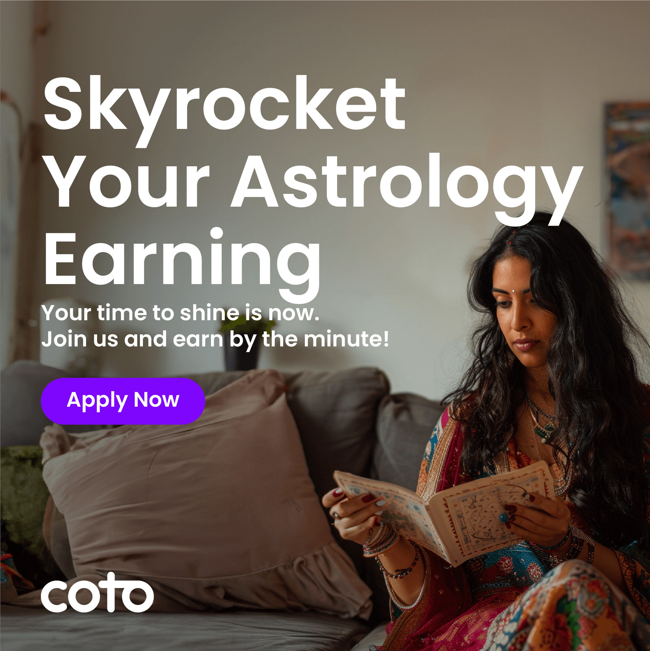 We're looking for an astrologer like YOU to join our team and earn every minute on coto. Make big earnings today!💰



# # # 