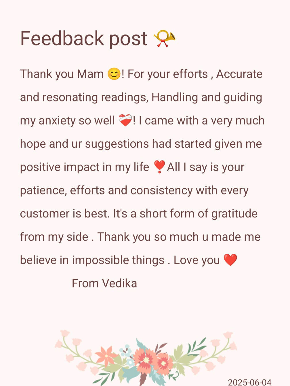 Thanks Sneha mam.Its my feedback and token of appreciation for you ❤️