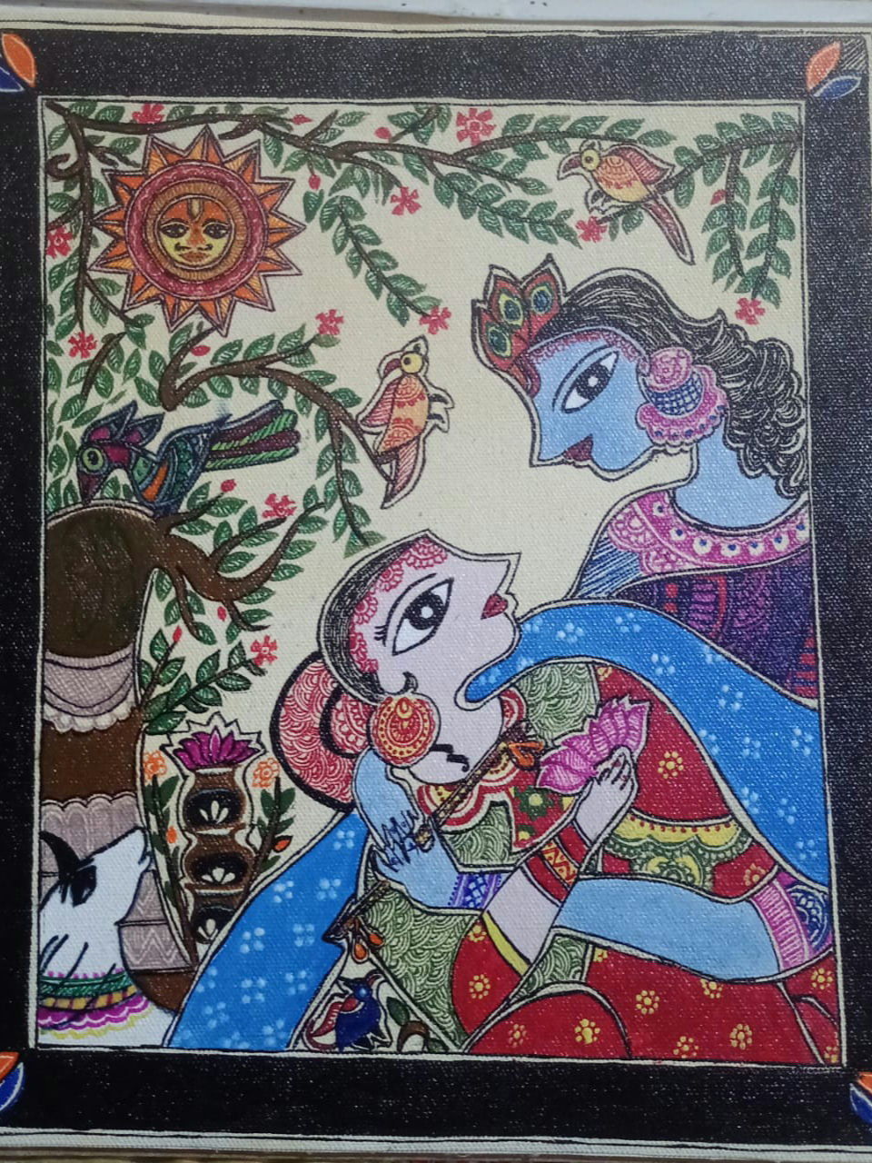 # This is an ancient form of painting from Madhubani, Bihar, India. Just gave it a try in depicting #