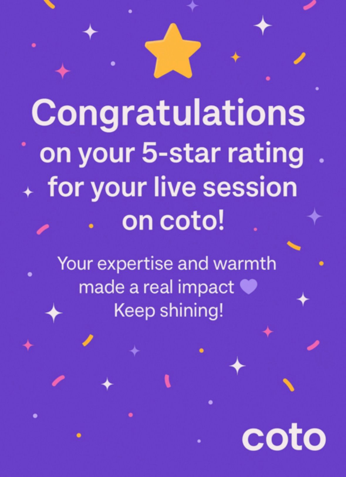 M feeling happy & thankful after receiving positive feedback from the COTO team!
Receiving appreciation & recognition can be really uplifting. It's great that m feeling grateful for their feedback.✨🙏🏻✨