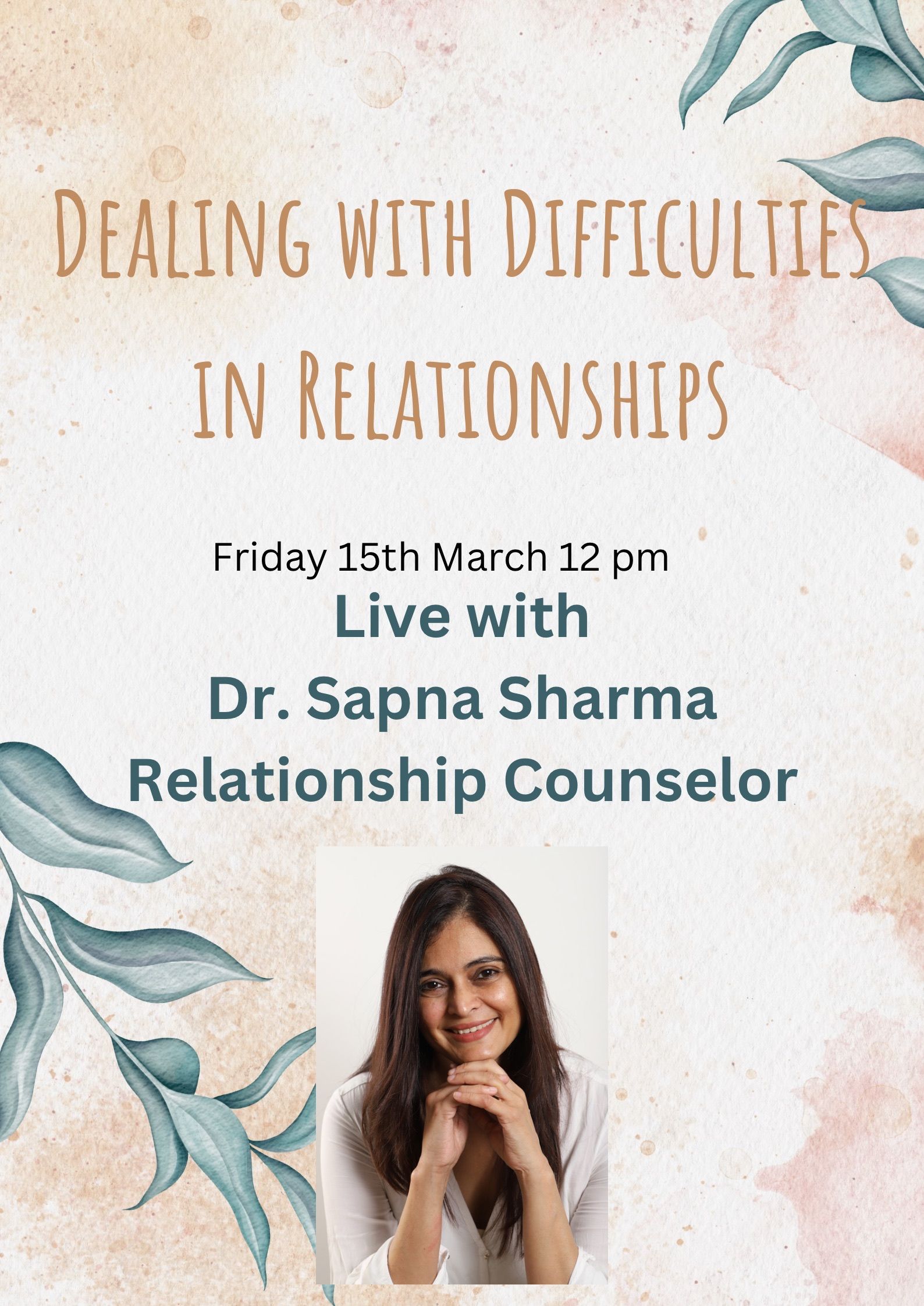 Hey girls, going live tomorrow Friday 12 pm. Just a little chitchat on how we look at problems and issues in our relationships and what can be done for better outcomes. Do join in. 
# # # # # # 