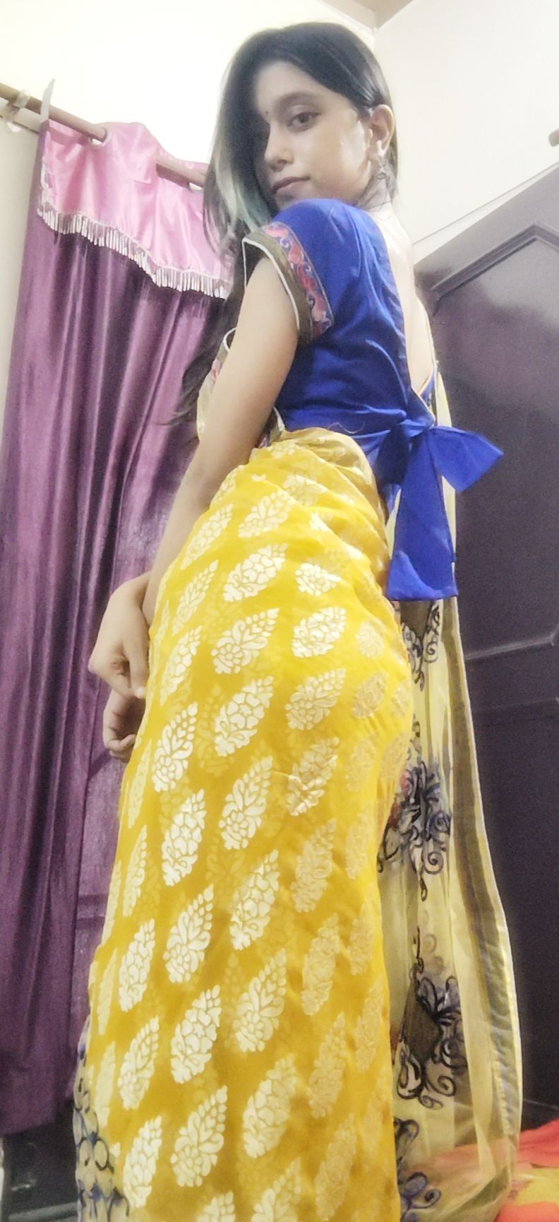 @ Life is hectic.. and what not rn.. but despite all, I've decided to find a new short escape hobby, which is.. Stealing my mom's saree, wearing it and gettjng ready! 😂🙈
